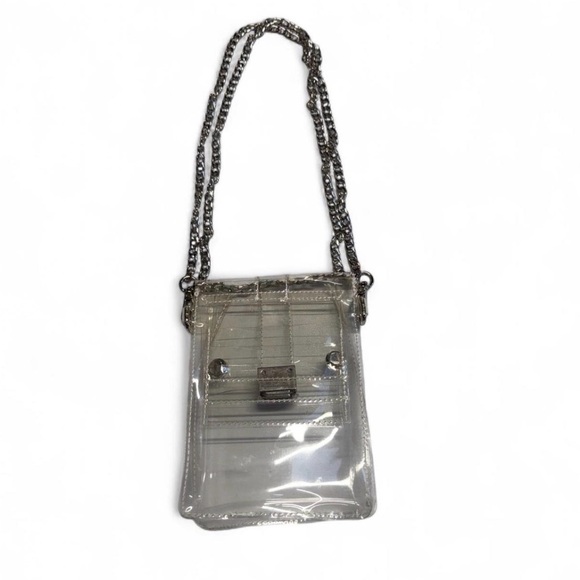 Clear Shoulder Purse Bag Concert Stadium Event Going Out Chain Silver Rave Event - Picture 3 of 5
